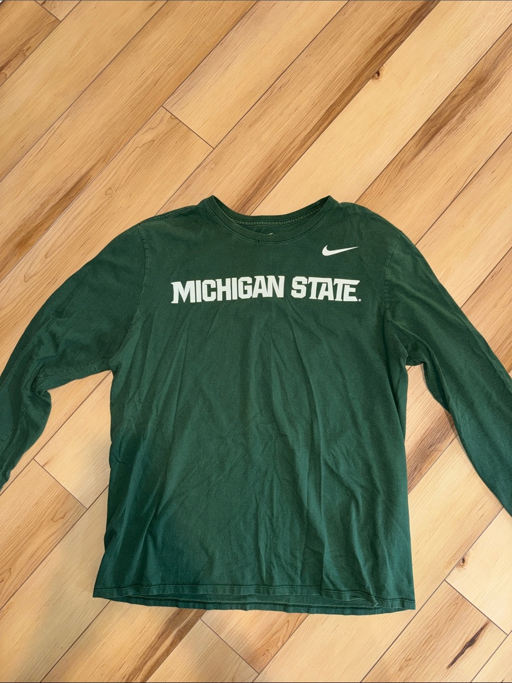 Nike Men’s Long Sleeve Michigan State Tee - Forest Green & White